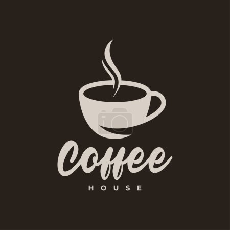 Téléchargez les photos : Logo de tasse de café sur le dos sombre, Coffee House 10 eps - en image libre de droit