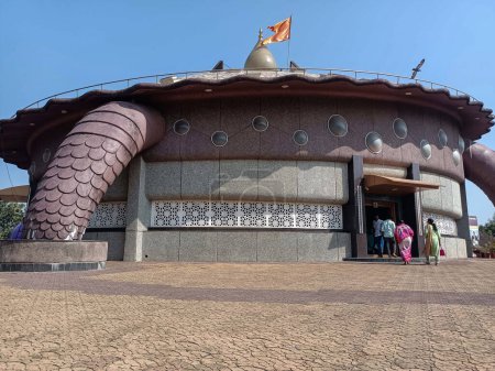 Photo for Kolhapur, India- November 7th 2022;stock photo of a unique, tortoise-shaped, columnless temple at Paijarwadi, Saint Chile Maharaj Samadhi proper is situated in a smaller sunken space inside the hall. - Royalty Free Image
