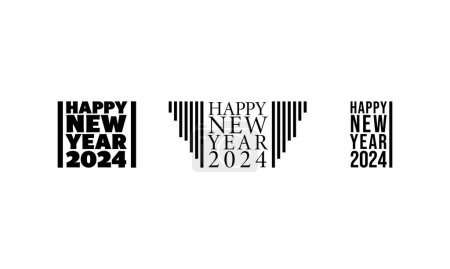 Téléchargez les illustrations : 2024 Happy New Year logo design vecteur - en licence libre de droit