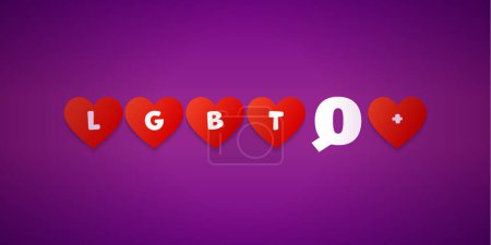 Formato LGBTQ Pride DL. Letras LGBTQ + con letra blanca invertida Q