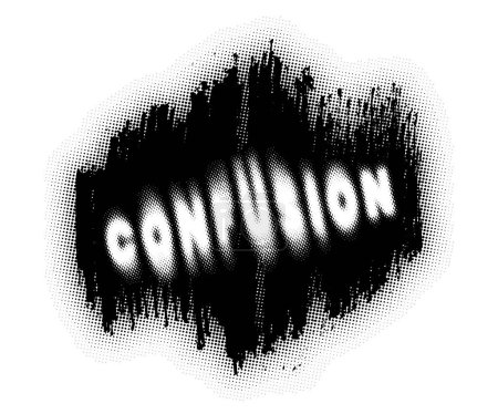 Ilustración de Grunge Monochrome Elemento Semitono. Inscripción abstracta "confusion" - Imagen libre de derechos