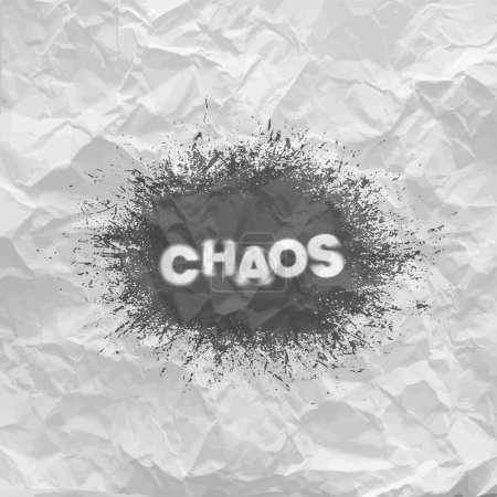 Illustration for Grunge Monochrome Halftone Element. Abstract inscription "chaos" - Royalty Free Image