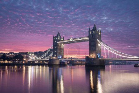 Photo for Tower Bridge at colorful dawn. Urban skyline of London, United Kingdom - Royalty Free Image