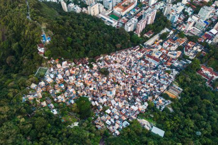 Photo for Aerial View of Favela Dona Marta Slum on the Mountain in Rio de Janeiro, Brazil - Royalty Free Image
