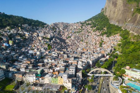 Photo for Aerial View of Favela da Rocinha, the Biggest Slum (Shanty Town) in Brazil, Located in Rio de Janeiro City - Royalty Free Image
