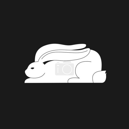 Black and White Linocut of Easter decorative rabbit. Vector illustration