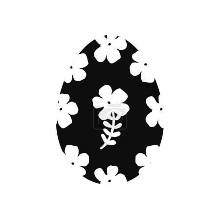 Schwarzer Linolschnitt eines Ostereiers. Vektorillustration
