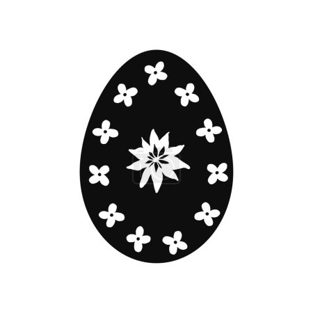 Schwarz-weiß geblümtes Osterei. Vektorillustration