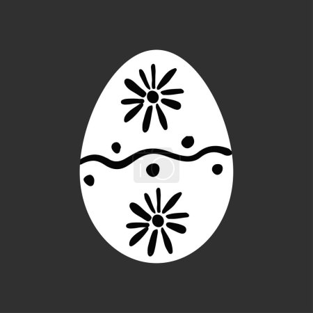 Black and white geometric decorative Easter egg. Vector illustration