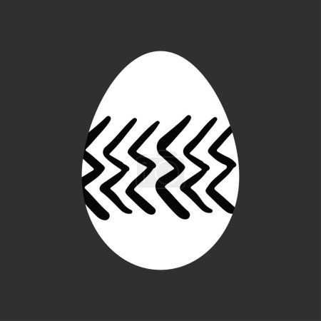 Black and white geometric decorative Easter egg. Vector illustration