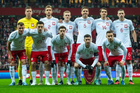 Photo for WARSAW, POLAND - NOVEMBER 17, 2023: Qualifications for UEFA Euro 2024. Match Poland - Czech Republic 1:1.  Team of Poland. - Royalty Free Image