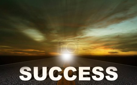 Photo for Business success concept, road to achievement on sky background - Royalty Free Image