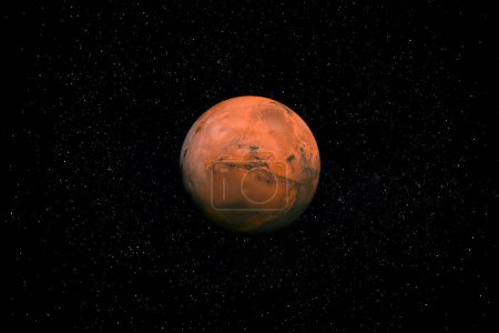 Foto de Planeta Rojo Marte en el Espacio rodeado de Estrellas. Esta imagen elementos proporcionados por la NASA. - Imagen libre de derechos