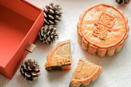Foto de Año nuevo chino, pastel de naranja y té - Imagen libre de derechos