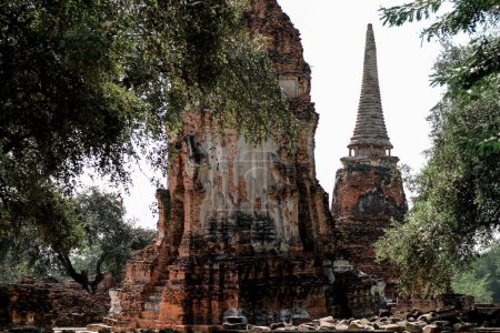 Téléchargez les photos : Ayutthaya, thailand - 2 janvier 1 2 0 1 8 : l'ancien bouddha à wat mahathat dans ayutthaya historique - en image libre de droit