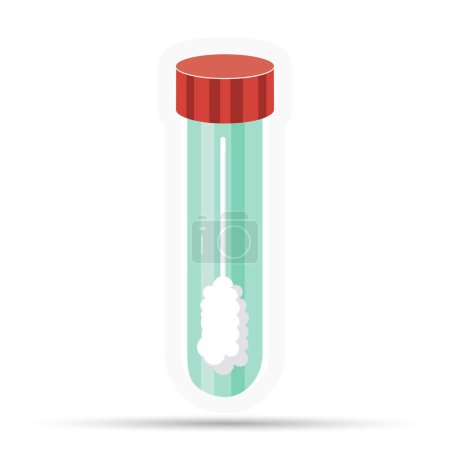 Illustration for Test tube with cotton swab flat sign. Flat icon - Royalty Free Image
