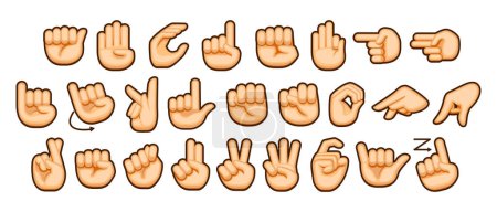 Illustration for Vector Set Hands Set Sign Language Alphabet. Isolated - Royalty Free Image
