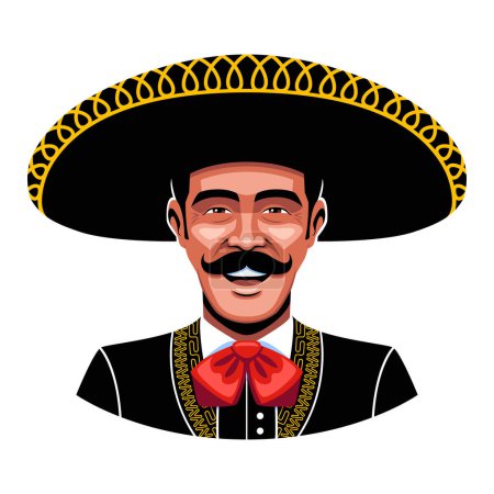 Illustration for Vector Mexican Charro Mariachi Illustration Isolated - Royalty Free Image