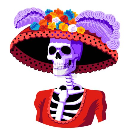 Illustration for Vector Mexican Catrina Calavera Illustration Isolated - Royalty Free Image
