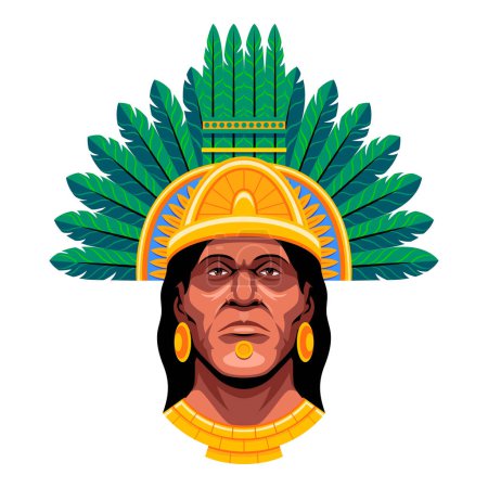 Téléchargez les illustrations : Illustration vectorielle de l'empereur maya mexicain isolé - en licence libre de droit