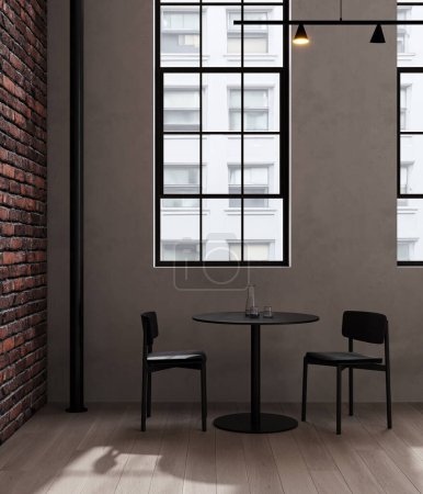 Foto de Moderna barra de café interior minimalista, loft, 3d renderizado - Imagen libre de derechos