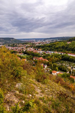 Photo for Beautiful colourful autumn hike along the Saale-Horizontale near Jena - Thuringia - Germany - Royalty Free Image
