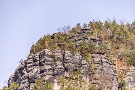 Téléchargez les photos : Une randonnée printanière par le Hirschmhle jusqu'au rocher de Carola en Suisse saxonne - Schmilka - Saxe - Allemagne - en image libre de droit