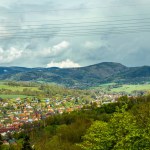 A short hike on the Hhenweg trail in the town of Schmalkalden with typical April weather - Thuringia - Germany