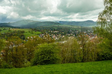 A short hike on the Hhenweg trail in the town of Schmalkalden with typical April weather - Thuringia - Germany