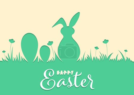 Illustration for Easter design with cute Rabbit and text, hand drawn illustration. - Royalty Free Image