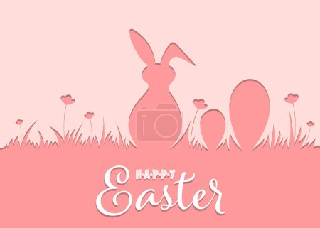 Illustration for Easter design with cute Rabbit and text, hand drawn illustration. - Royalty Free Image