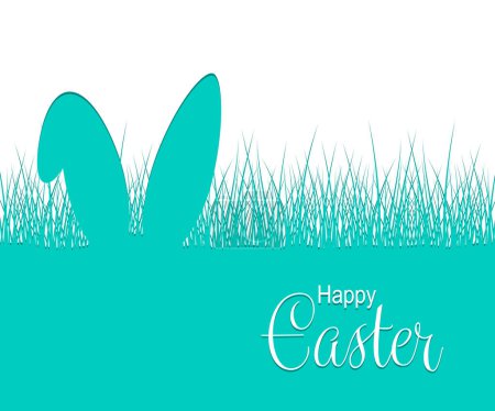 Illustration for Easter pattern with bunnies and easter eggs. Hand drawn easter horizontal background with bunnies, flowers, easter eggs. - Royalty Free Image