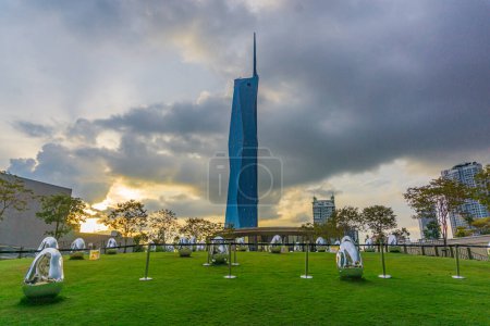 Photo for Kuala Lumpur, Malaysia - 29 oct 2022 : Merdeka 118 or PNB 118. The tallest building in Southeast Asia once completed. Construction site and Merdeka Stadium.Commercial center - Royalty Free Image
