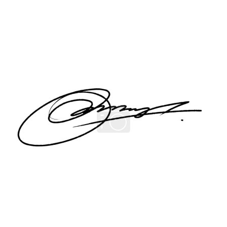 Illustration for Letter O abstract signature ideas. Vector with alpha channel. Abstract signature idea starting with the letter O. Illustration made with a brush pen. Black writing color and white background for raster file types and alpha channel for vector files. - Royalty Free Image