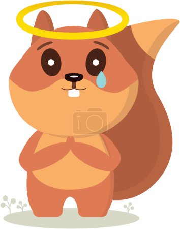 Ilustración de Squirrel with tears in his eyes. Vector graphics on the theme of help - Imagen libre de derechos