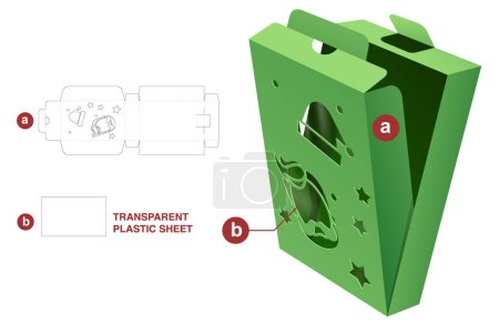 Christmas box die cut template and 3D mockup
