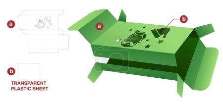 Christmas box die cut template and 3D mockup