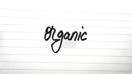 Photo for Writing organic on white label on white background. - Royalty Free Image