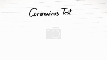 Photo for Coronavirus test handwriting  text on paper, on office agenda. Copy space. - Royalty Free Image