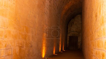 Fontfroide Abbey or Abbaye de Fontfroide is monastery in France gothic walls and arches