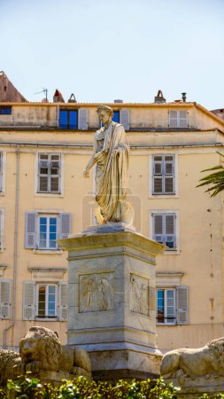Foch Square and Bonaparte statue in Ajaccio, Corsica, France