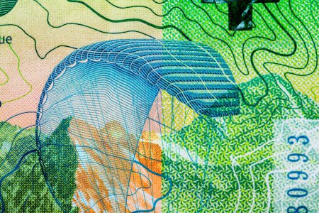 CHF-Geldscheine, Detailfoto des Schweizer Franken. Schweizer Franken