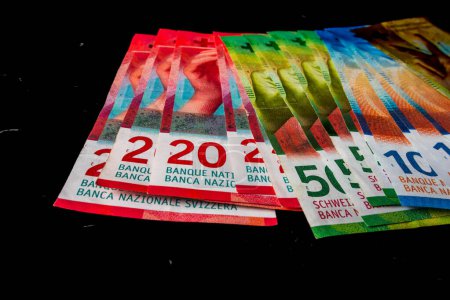 CHF billets de banque, photo de détail du franc suisse. Franc suisse
