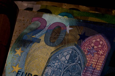 Billetes EURO, foto detallada de EUR. Moneda de la Unión
