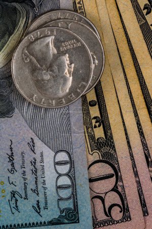 Dollar-Banknoten, Detailfoto von US-Dollar. Währung der Vereinigten Staaten