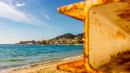Öffentlicher Strand von Ajaccio, Sommerlandschaft der Insel Korsika, Frankreich