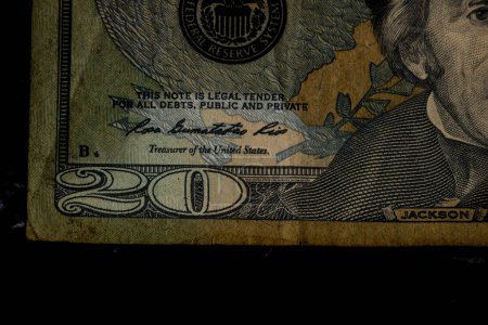 Dollar-Banknoten, Detailfoto von US-Dollar. Währung der Vereinigten Staaten