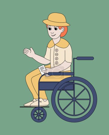Illustration for Woman in a wheelchair. Character cartoon style. Vector color illustration. - Royalty Free Image