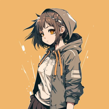 Illustration vectorielle de personnage de jeune fille de style anime. Manga Anime Girl Faces Cartoon. fille anime femelle manga dessin animé