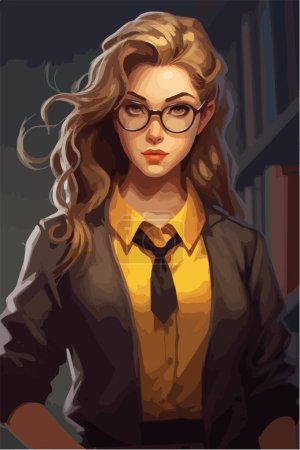 Illustration for Young woman in school uniform, vector illustration - Royalty Free Image
